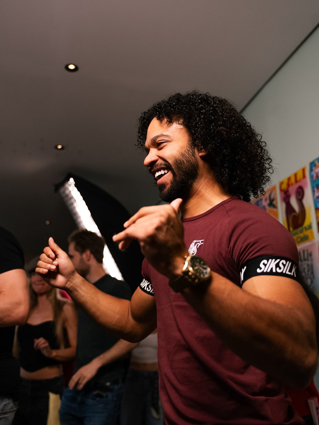 A dancer laughing