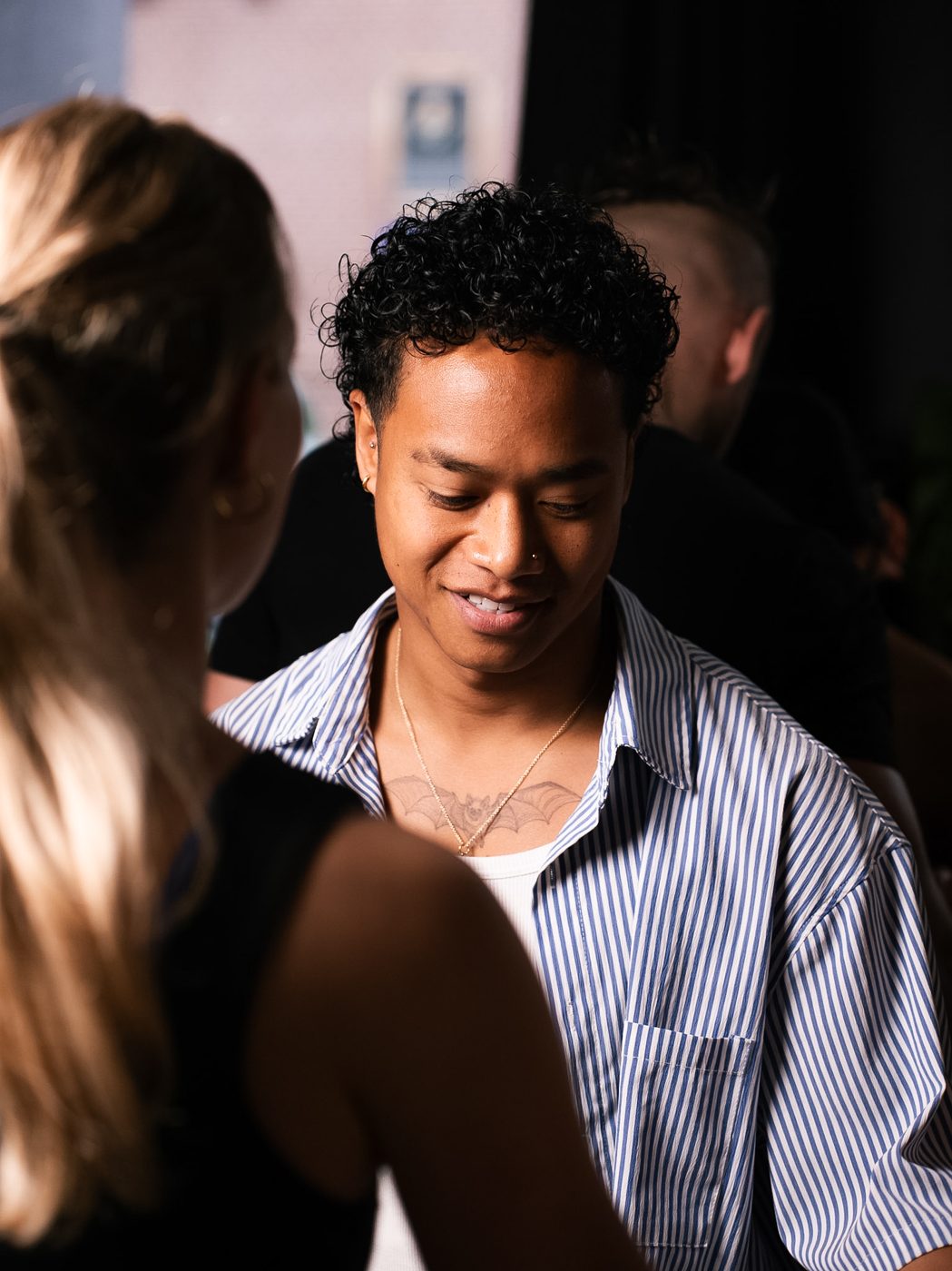 A dancer looking at his partner